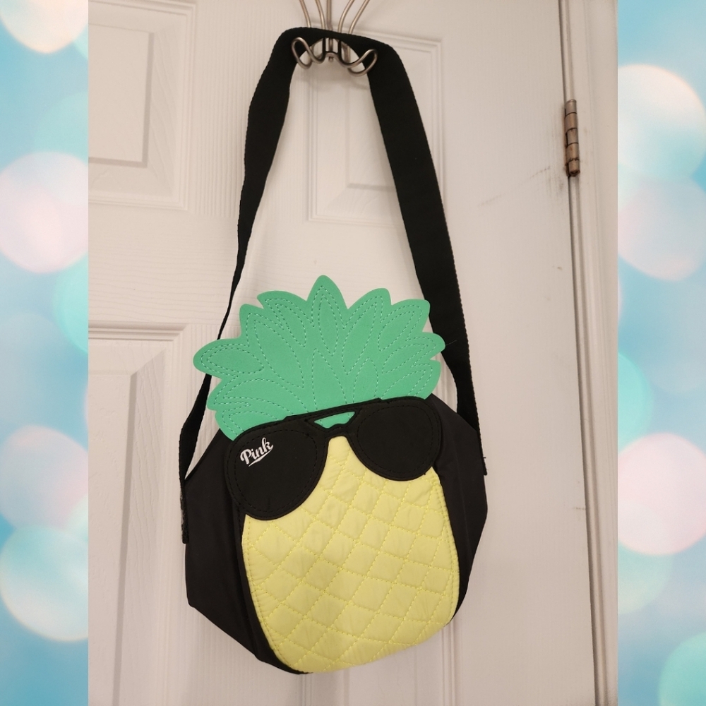 PINK Victoria's Secret Brand Yellow, Green and Black Pineapple Lunch Bag